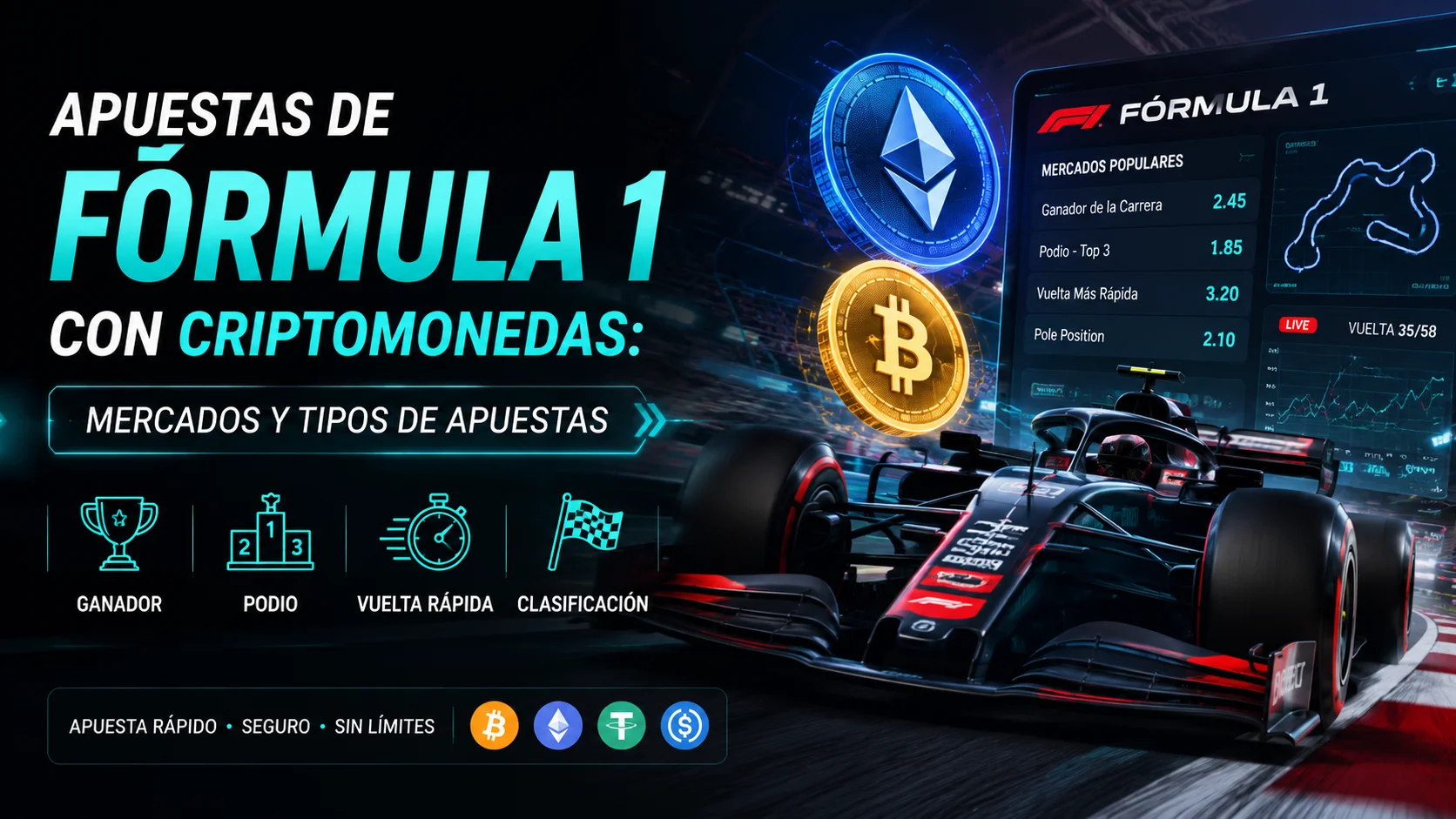 Apuestas de Fórmula 1 con Criptomonedas: Mercados y Tipos de Apuestas 